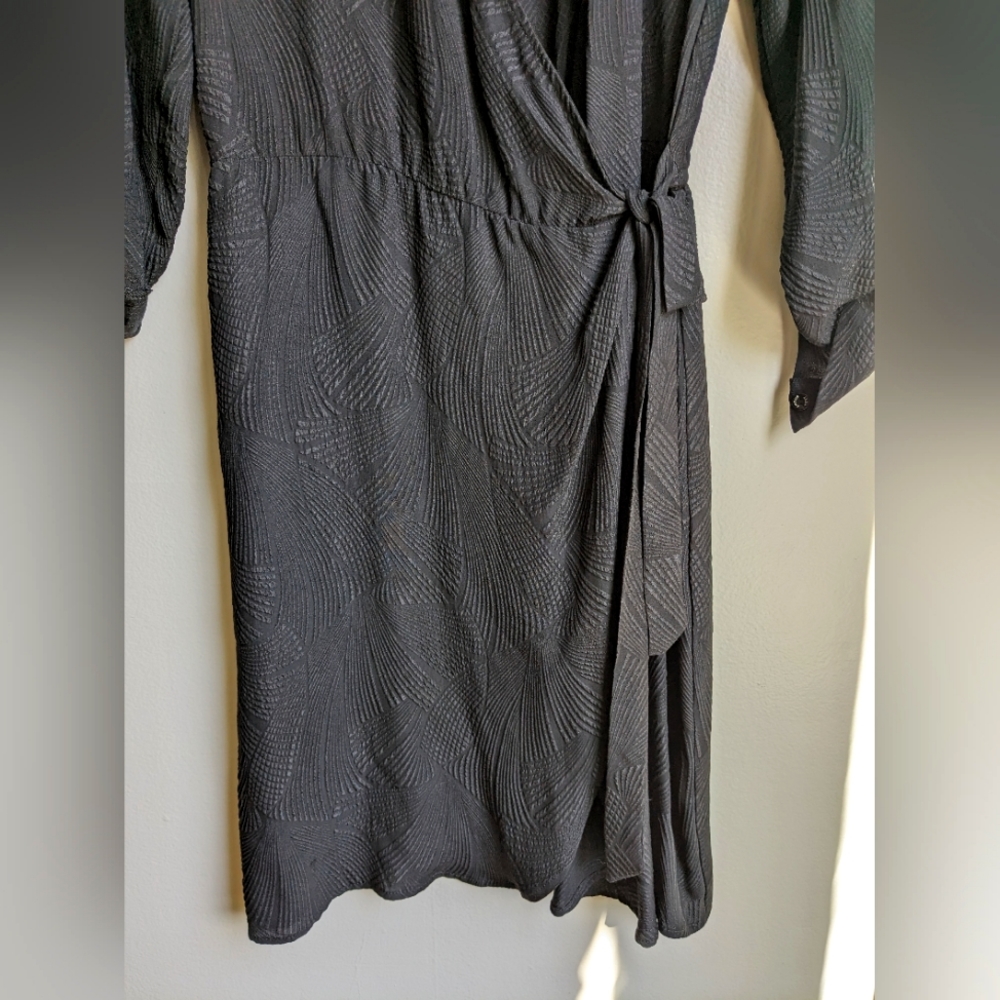 Amour Vert silk textured black wrap dress XS - Picture 7 of 8
